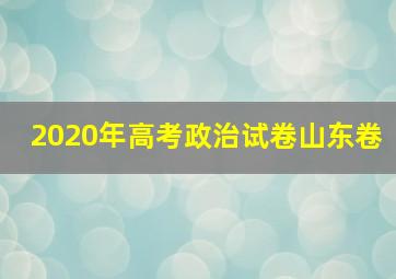 2020年高考政治试卷山东卷