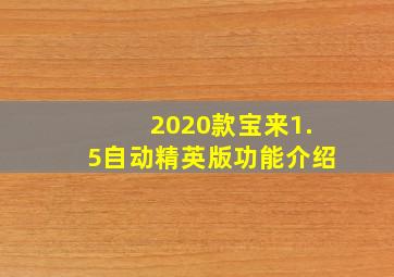 2020款宝来1.5自动精英版功能介绍