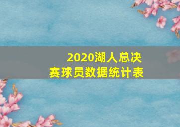 2020湖人总决赛球员数据统计表