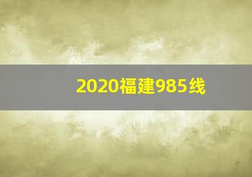 2020福建985线