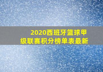 2020西班牙篮球甲级联赛积分榜单表最新