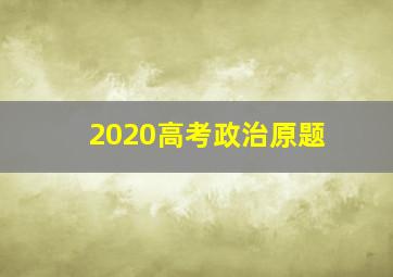 2020高考政治原题