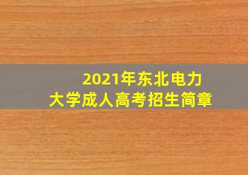 2021年东北电力大学成人高考招生简章