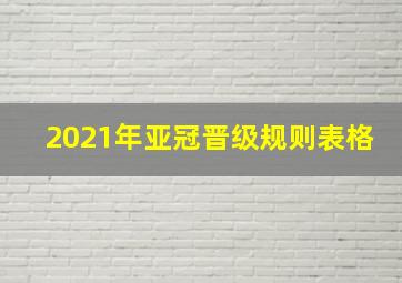 2021年亚冠晋级规则表格