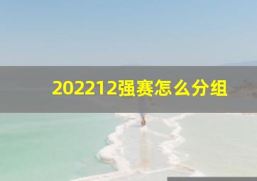 202212强赛怎么分组