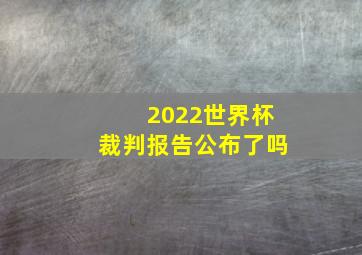 2022世界杯裁判报告公布了吗