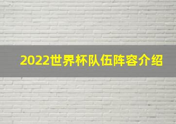 2022世界杯队伍阵容介绍