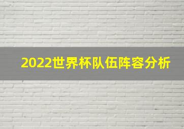 2022世界杯队伍阵容分析