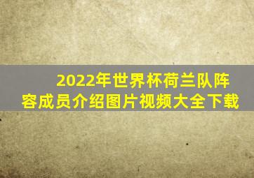 2022年世界杯荷兰队阵容成员介绍图片视频大全下载