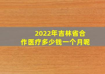 2022年吉林省合作医疗多少钱一个月呢