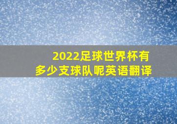 2022足球世界杯有多少支球队呢英语翻译