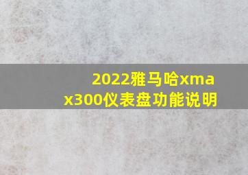 2022雅马哈xmax300仪表盘功能说明