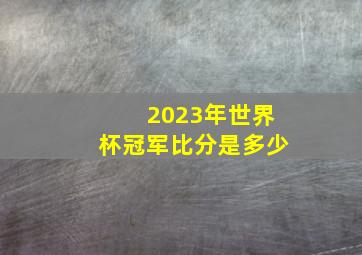 2023年世界杯冠军比分是多少