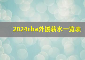 2024cba外援薪水一览表