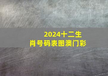 2024十二生肖号码表图澳门彩