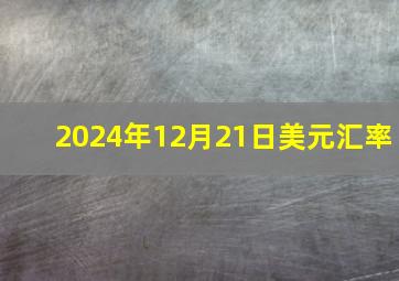 2024年12月21日美元汇率