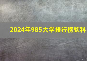 2024年985大学排行榜软科