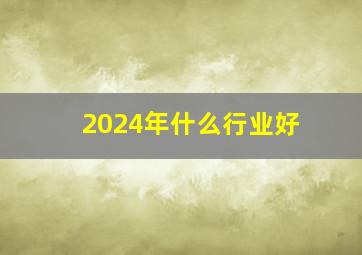 2024年什么行业好