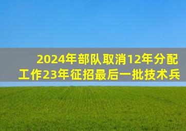 2024年部队取消12年分配工作23年征招最后一批技术兵