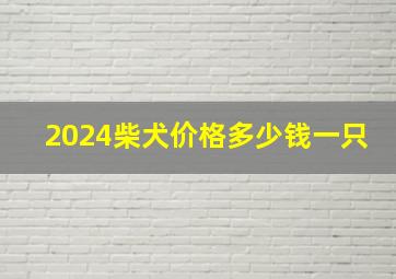 2024柴犬价格多少钱一只