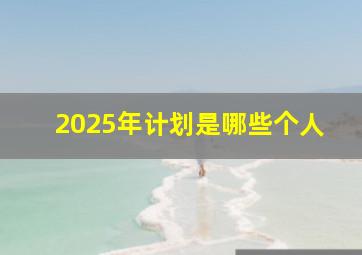 2025年计划是哪些个人