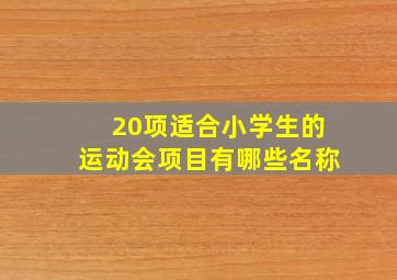 20项适合小学生的运动会项目有哪些名称