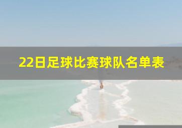 22日足球比赛球队名单表