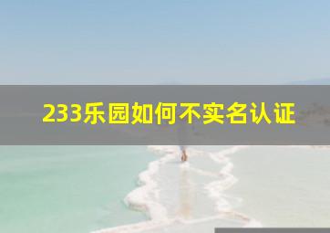 233乐园如何不实名认证