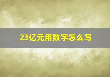 23亿元用数字怎么写