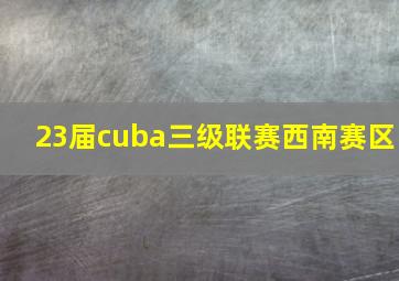 23届cuba三级联赛西南赛区