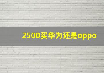 2500买华为还是oppo