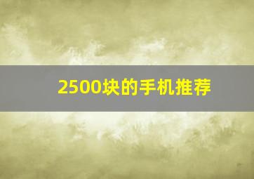 2500块的手机推荐