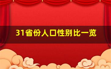 31省份人口性别比一览