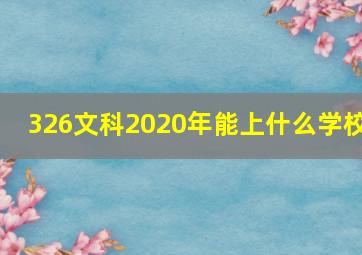 326文科2020年能上什么学校