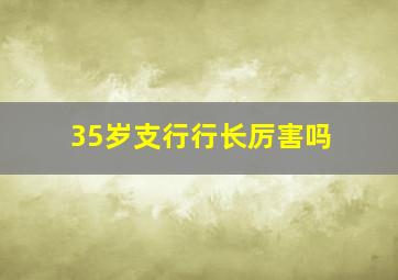 35岁支行行长厉害吗