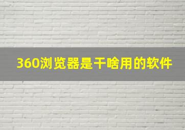 360浏览器是干啥用的软件