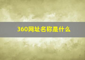 360网址名称是什么