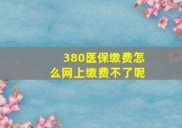 380医保缴费怎么网上缴费不了呢