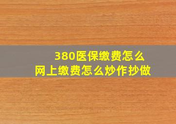 380医保缴费怎么网上缴费怎么炒作抄做