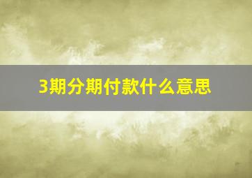 3期分期付款什么意思