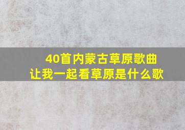 40首内蒙古草原歌曲让我一起看草原是什么歌