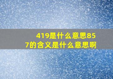 419是什么意思857的含义是什么意思啊