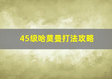 45级哈莫曼打法攻略