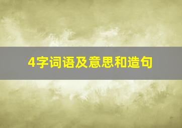 4字词语及意思和造句