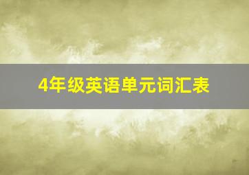 4年级英语单元词汇表