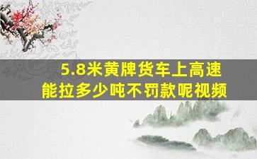 5.8米黄牌货车上高速能拉多少吨不罚款呢视频