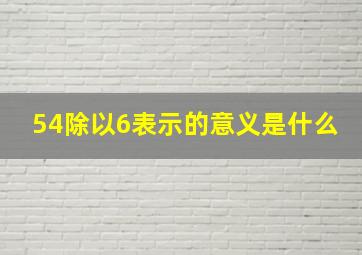 54除以6表示的意义是什么