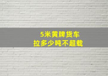 5米黄牌货车拉多少吨不超载