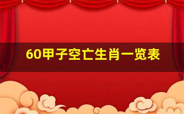 60甲子空亡生肖一览表