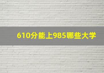 610分能上985哪些大学